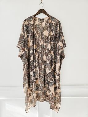 Paisley-Print Chiffon Kimono
